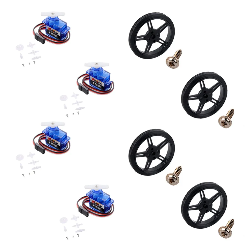 

4PCS Feetech FT90R Digital RC Servo 360 Degree Continuous Rotation Micro RC Servo Motor 6V 1.5KG /Servo Wheel / Tester for Car