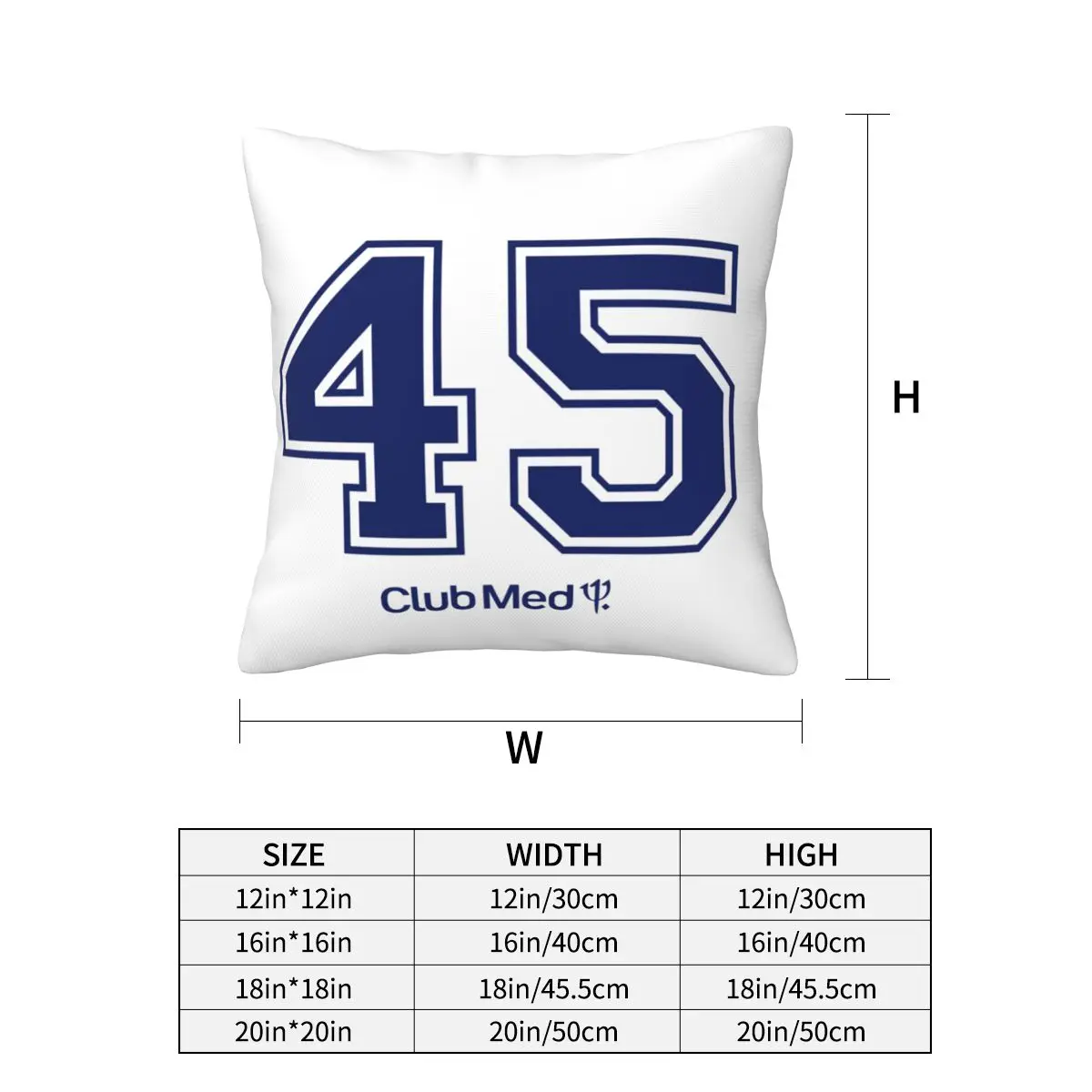 Number 45 Club Med Square Pillowcase Pillow Cover Cushion Zip Decorative Comfort Throw Pillow for Home Bedroom