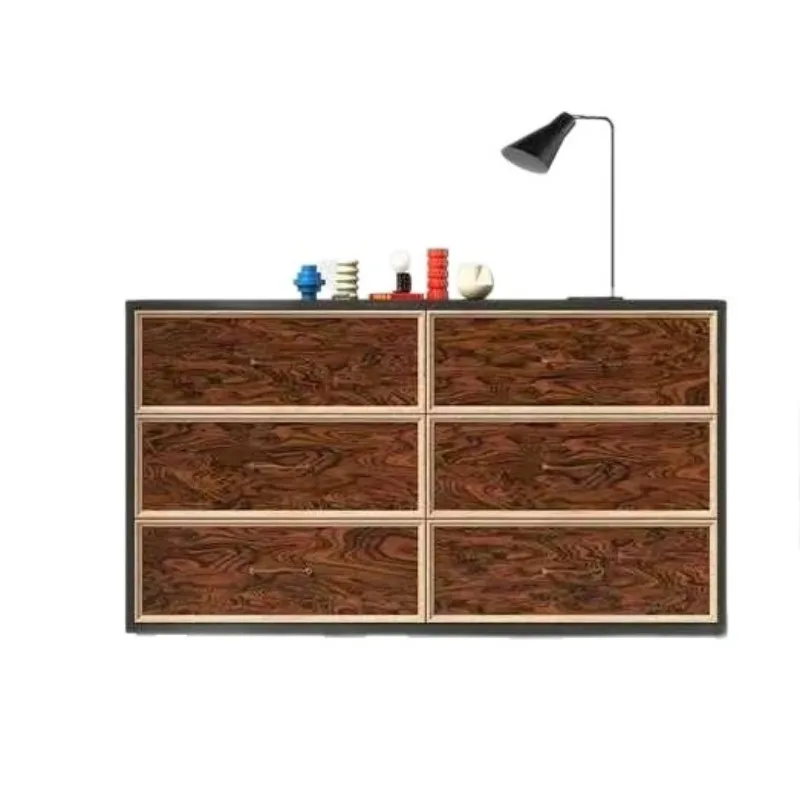 English vintage style mocha chest of drawers, used solid wood sideboard, living room storage vintage storage cabinet, six-chest