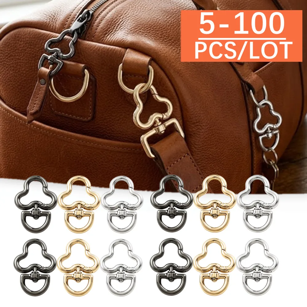 5-100Pcs Bag Heart Shape Rotation Alloy Lobster Spring Clasps Openable Key Ring Love Hook Carabiner Connector Chain Buckles