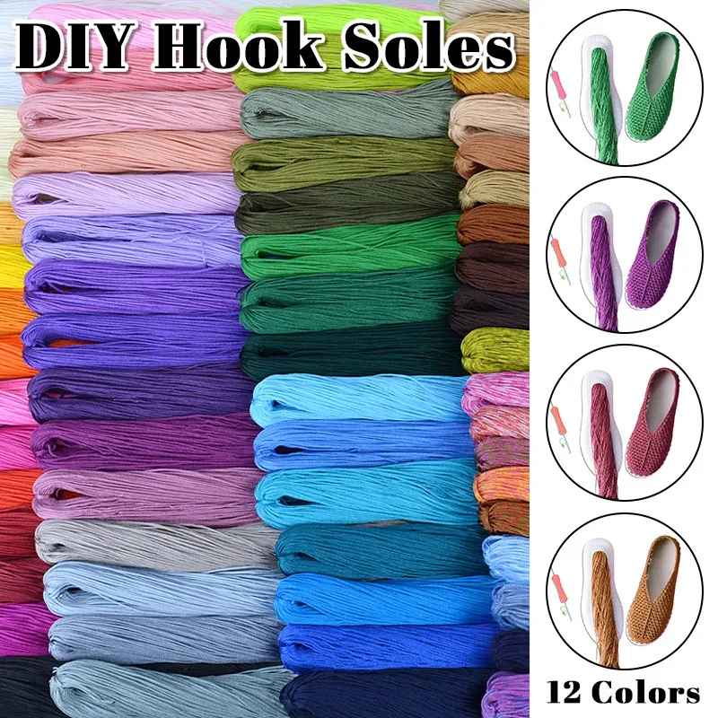 Handwoven DIY Shoes Crocheted Material Summer Cool DIY Hook Rubber Sole+3 Bundles of Thread Hand-woven Shoes Material New