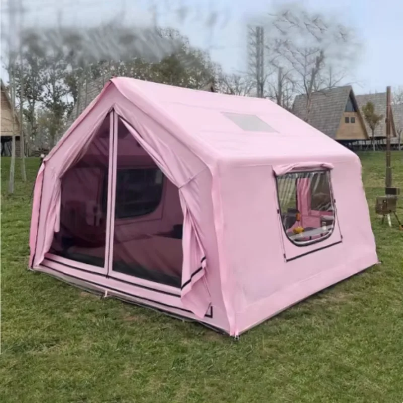 #￥Wholesale Large Family Camping Tent PVC Four-season Double Layer UV Protected Waterproof Inflatable Air Tent