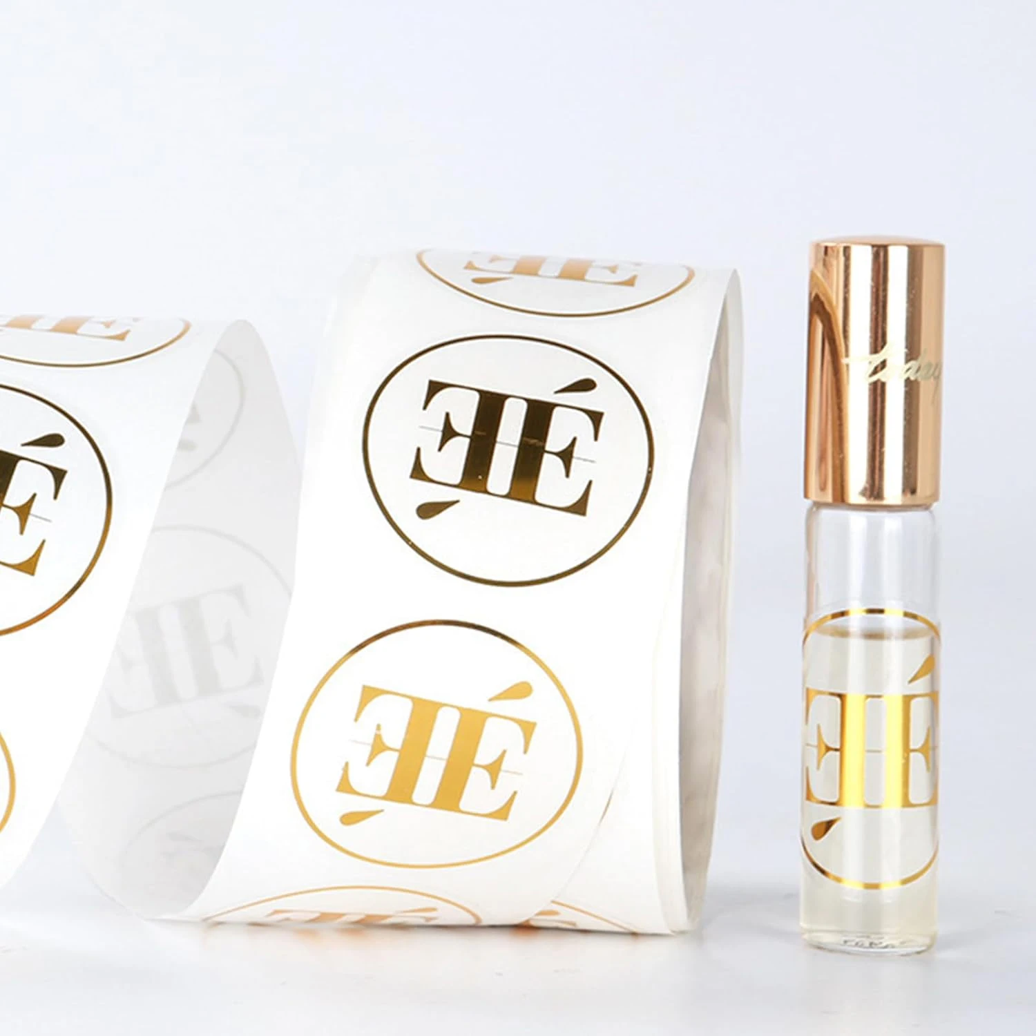 Custom Logo Clear Sticker Waterproof Vinyl Gold Silver Holographic Foil Adhesive Transparent Label Roll Sheets for Business view 5