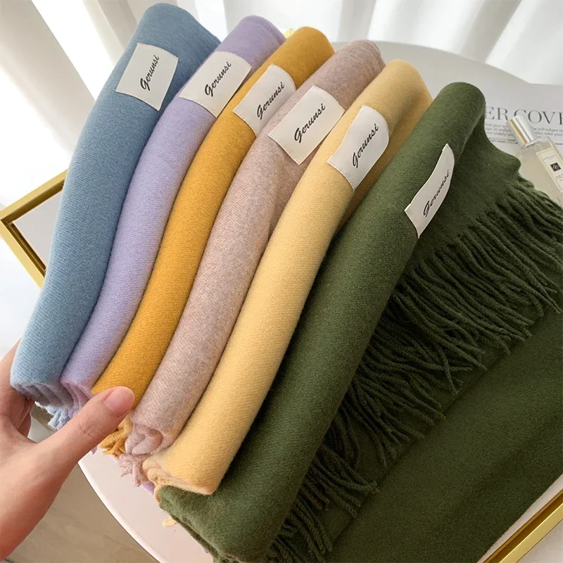

New 34 Colors Woman Cashmere Winter Scarf Fashion Female Wool Handfeel Winter Shawl Solid Color Winter Wraps Gift