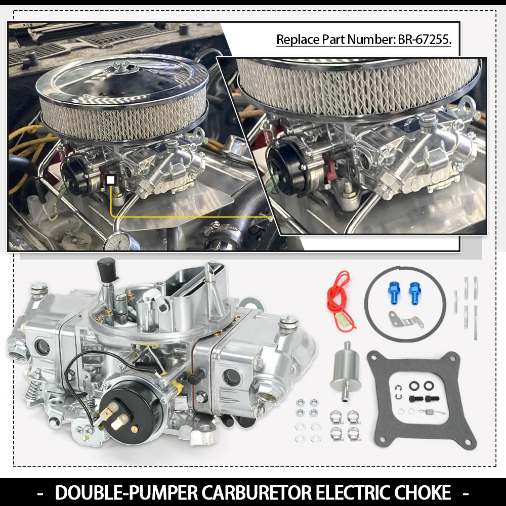 SherryBerg Carb BR-67255 4 Barrel 650 CFM Brawler Double-Pumper CarburetorElectric Choke For Holley Carburettor 650CFM