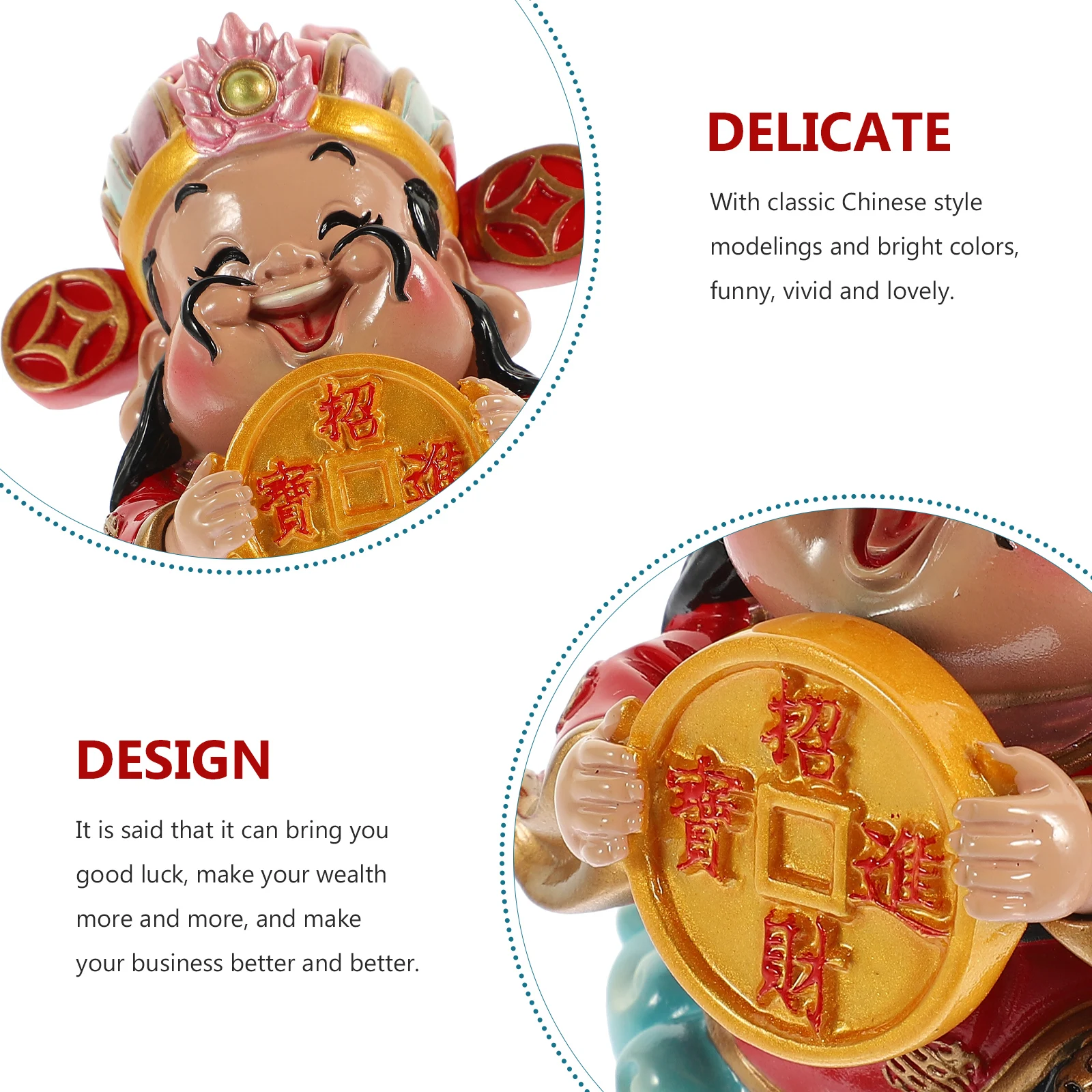 

Creative God Of Wealth Statue Lucky Ornament Desktop Decor Home Office Household Car Decorative Statues Indoor Wealth Blessing