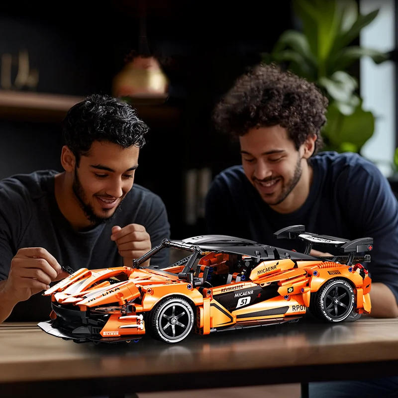 Novo diy 1200 pçs + rs12 conjunto de blocos de construção de carro esportivo escala 1:14 kit modelo carro de corrida para crianças menino adulto veículo de corrida brinquedo presentes