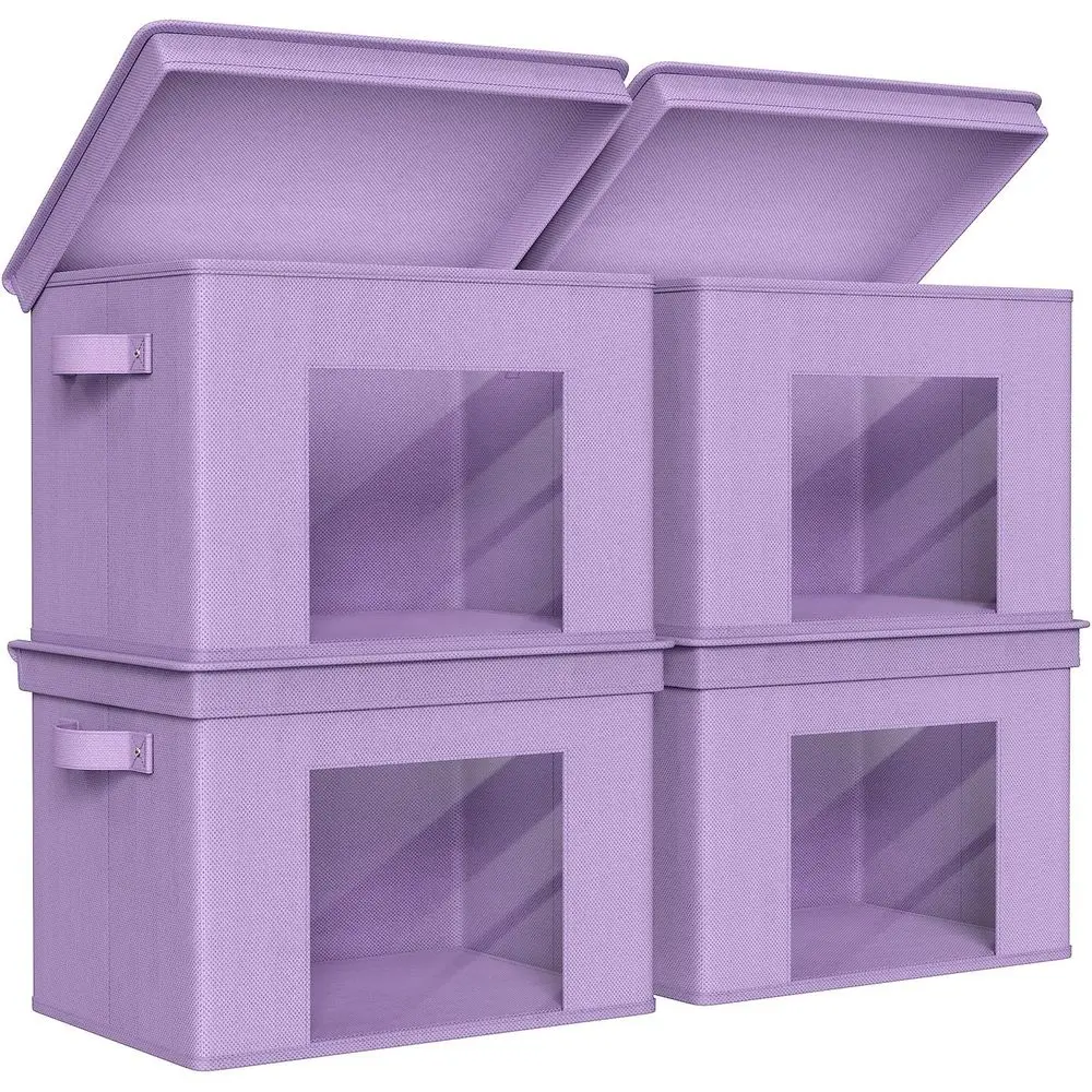

Foldable Fabric Storage Boxes Large Storage Bins with Lids [4-Pack] Collapsible Storage Cubes Organizer Containers Organization