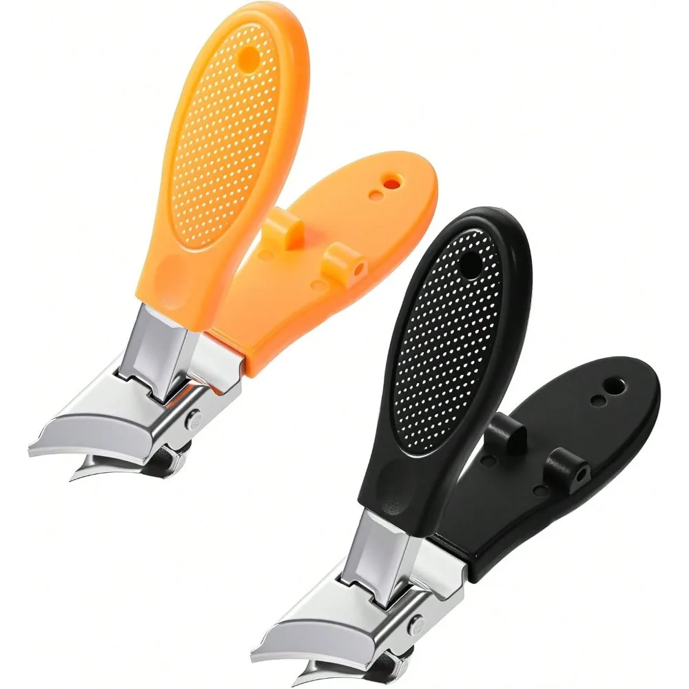 

2PCS Wide Jaw Opening Toenail Clippers Anti-Splash Slanted Nail Slanted Ingrown Nail Clippers Long Handle Splashproof Nails Stainless Steel Curved Toe Trimmer Women Men Thicknail