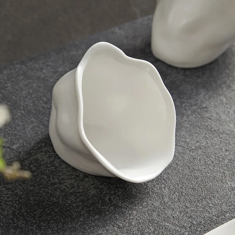 Ceramic Seasoning Dish Chinese New Household Flower Shape White Hot Pot Sauce Dish High Aesthetic Creative Cold Dish Small Bowl