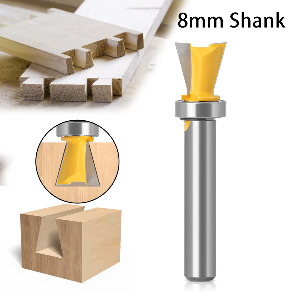 8mm Shank Dovetail Router Bit With Bearing Woodworking Cutter For Wood Dovetail Grooving And Joint Making