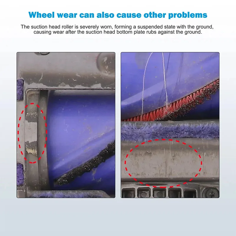 Rodas e eixos ampliados, cabeça de acionamento direto para aspirador de pó dyson v6 v7 v8 v10 v11 v15 dc62 dc58 dc series