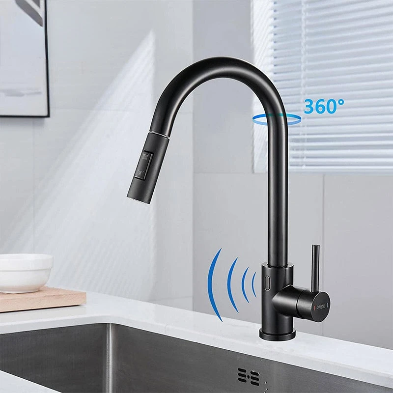 Infrared sensor kitchen faucet smart telescopic pull-down hot and cold mixed water rotating vegetable sink