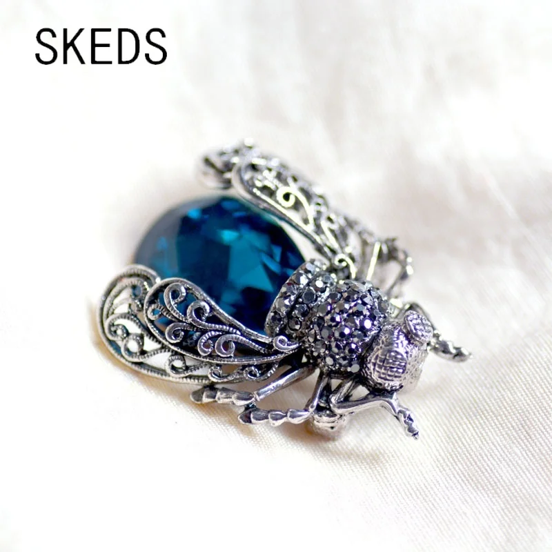 Creative New Crystal Insect Brooch Beetles Brooches Pin Fashion Brooch For Women Pins Scarf Clip Jewelry Broach Bouquet