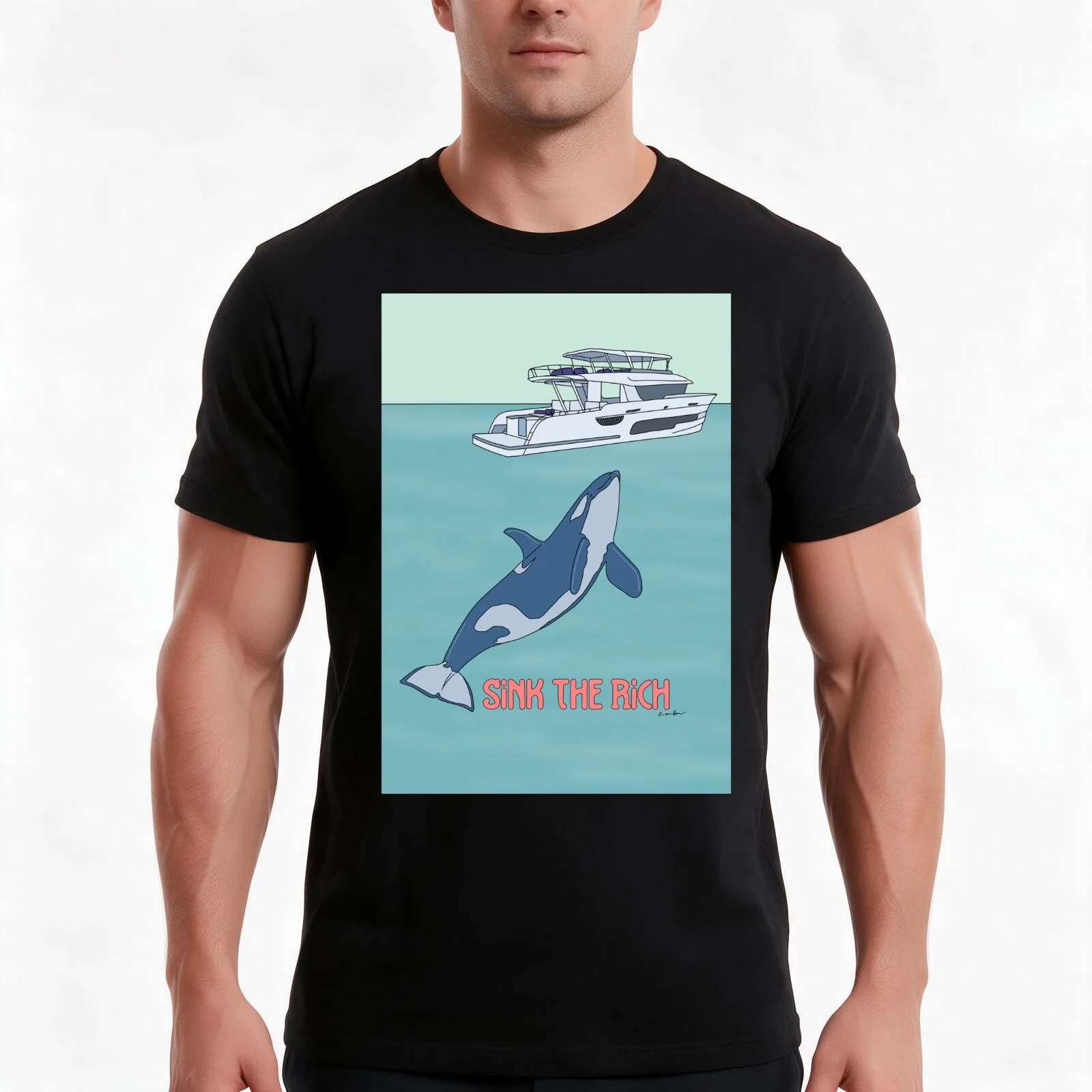 Orcanisation Sink the Rich by Gorilla Bark Part 3 T-Shirt Summer Casual Cotton Tee Oversized Streetwear Tops Unisex Men Women