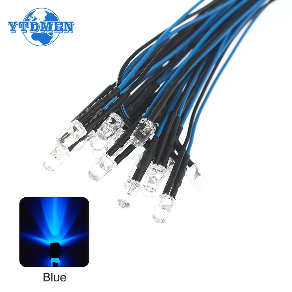 20/50 قطعة 5 مللي متر LED 12 فولت ضوء 20 سنتيمتر قبل السلكية أبيض أحمر أخضر أزرق أصفر ديود مصباح الديكور الثنائيات الباعثة للضوء قبل البائع #3