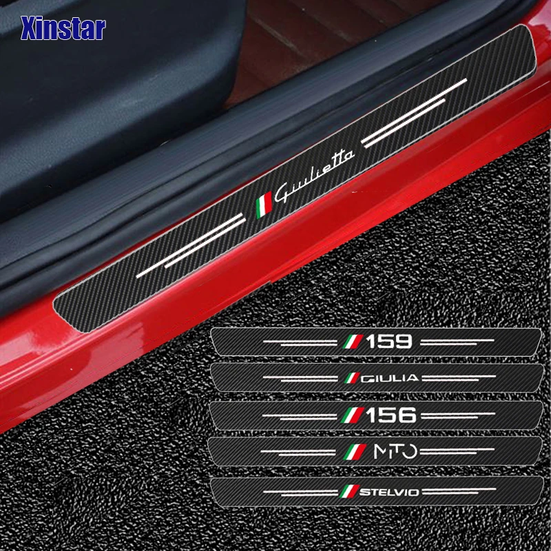 Carbon Fiber Car Door Sticker For Alfa Romeo Sportiva Giulia Giulietta 159 156 MITO Stelvio 147 Auto Accessories