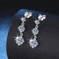 S925 Silver White Gold Plated 3.2CT D Color Moissanite Tassel Stud Earrings for Women, Exquisite Jewelry.