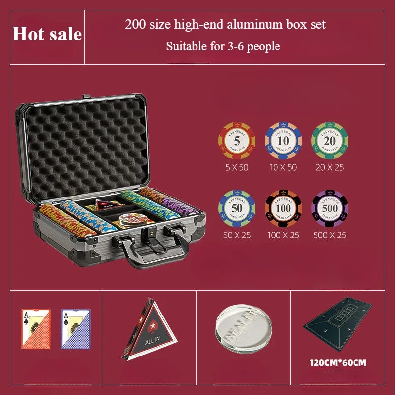 Poker Chip Coin Set Aluminum Box Token Coin Box Mahjong Token Betting Points Pieces Home Clay Chess and Card Room Poker Chips