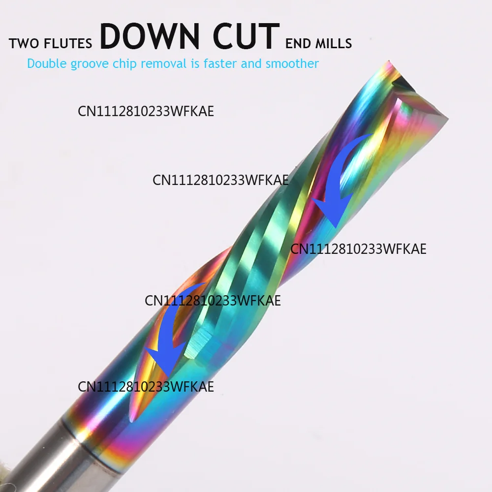 10PCS Left Spiral Carbide EndMill Router Bit 3.175/4/5/6mm Two Flutes Down Cut Milling Cutter Acrylic PVC  Wood