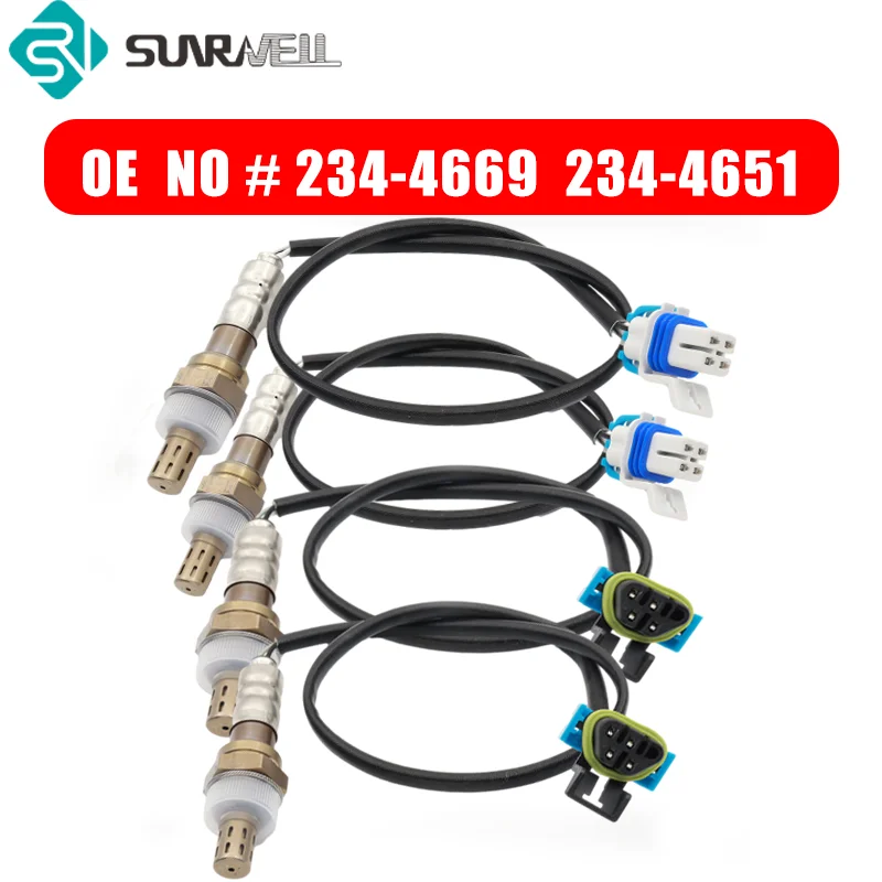 4pcs O2 Oxygen Sensor Upstream Downstream for 2003 2004 2005 2006 Cadillac Escalade GMC Yukon Hummer H2 6.0L 234-4669 234-4651