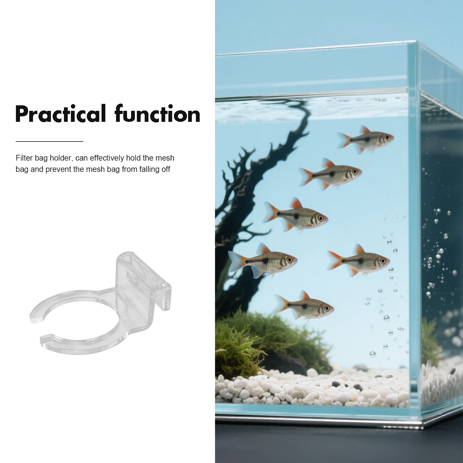 4インチのドローストリング付き水槽バッグホルダー、魚タンク用、耐久性のある水槽メッシュバッグサポートブラケット、簡単設置、池の水用