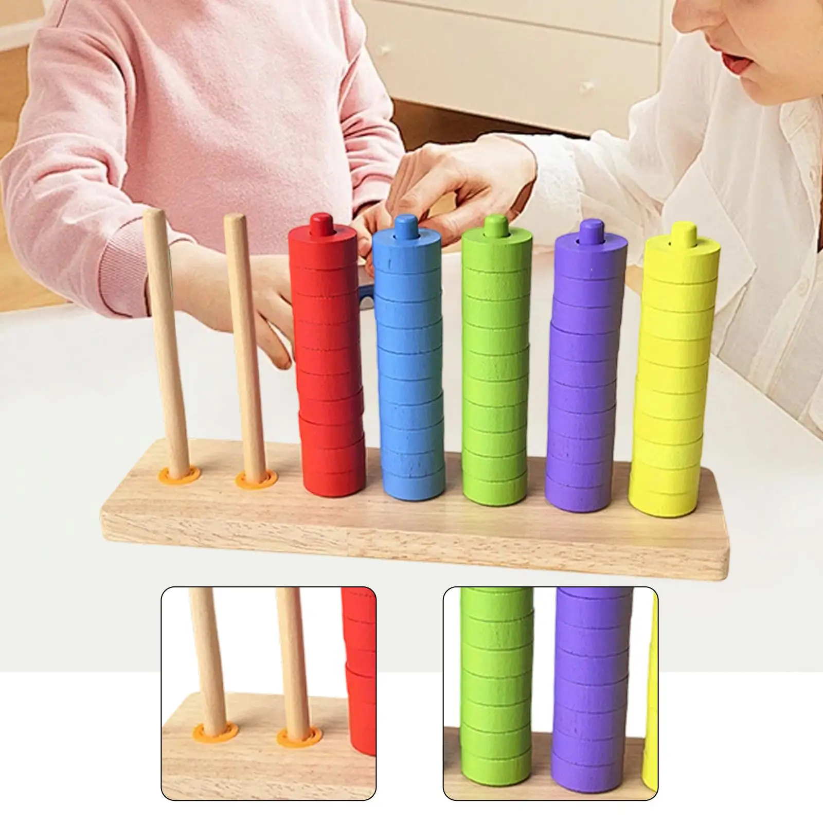 Colorful Wooden Sorting Stacking Toy for Children Early Learning Cognitive Development and Fine Motor Skills