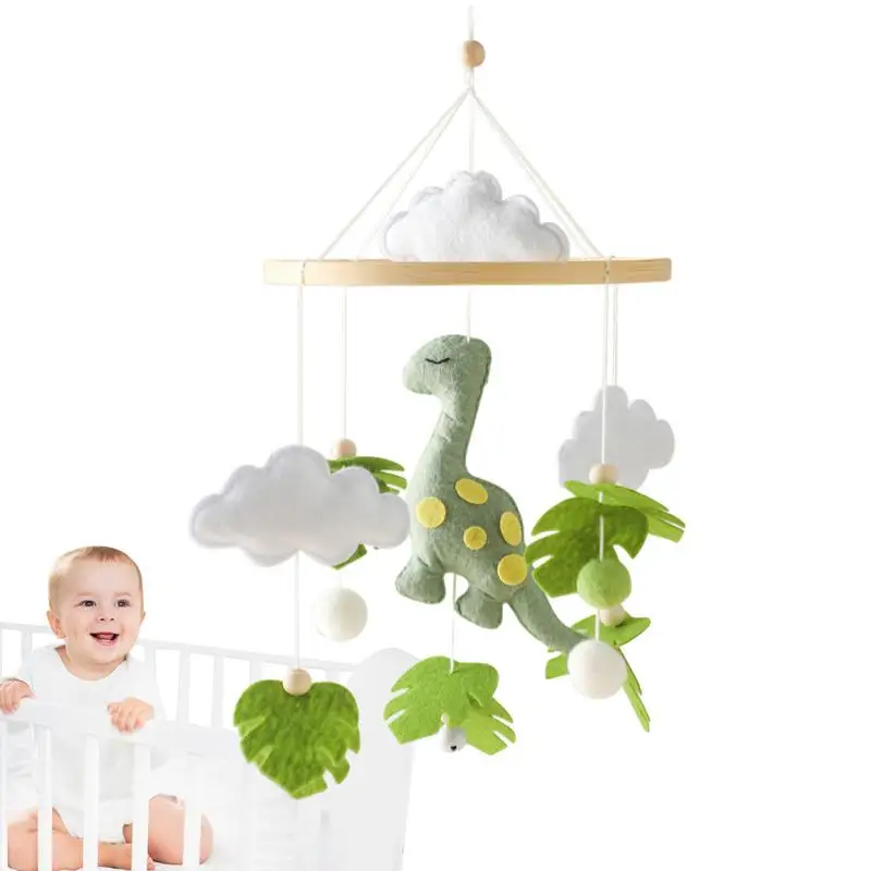 3D Clouds Green Leaves Cartoon Dinosaur Felt Wind Chime Baby Crib Mobile for Baby Boys or Girls Nursery Pendant decoration