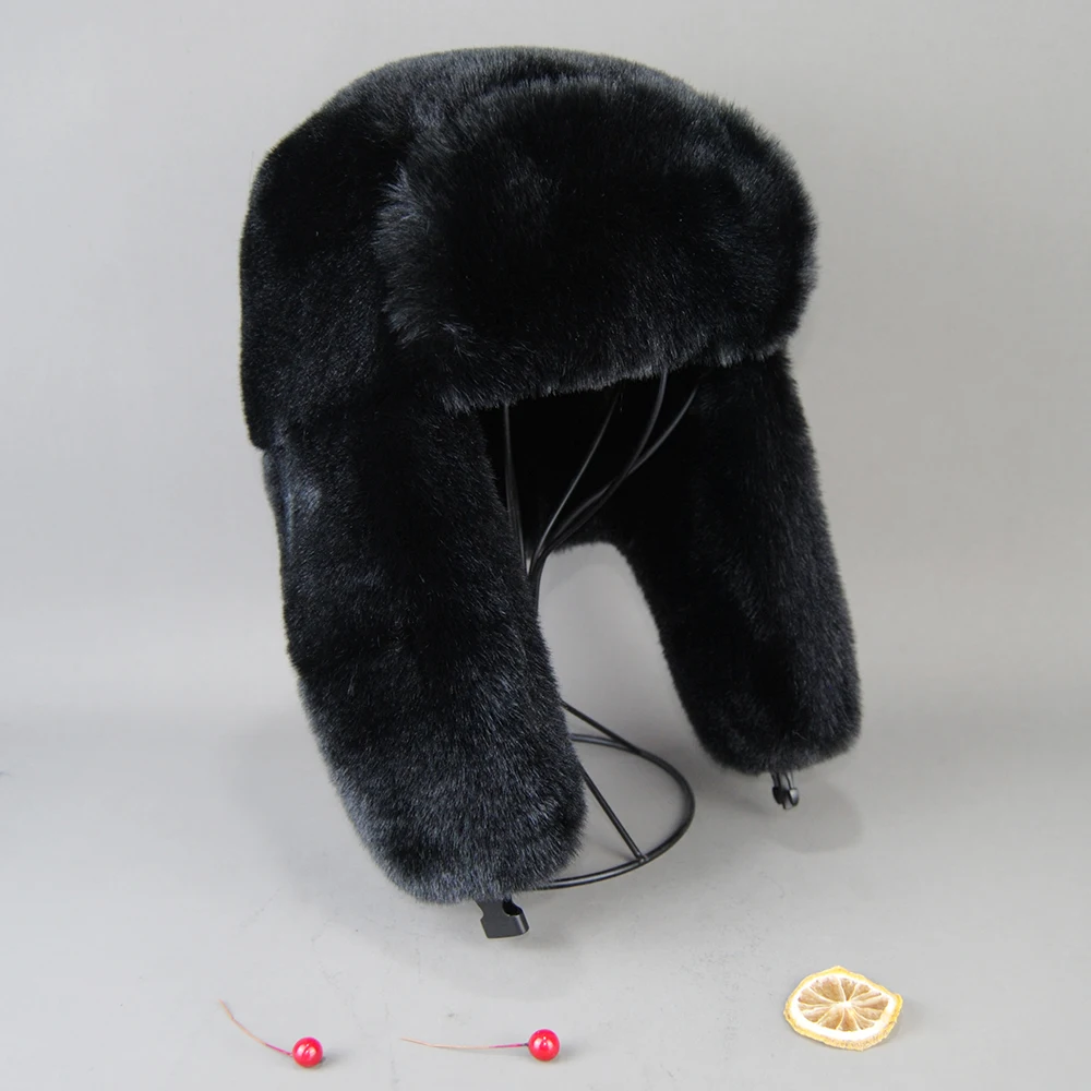 2026 Winter Russian Man Woman White Skin False Rex Rabbit Fur Hats
