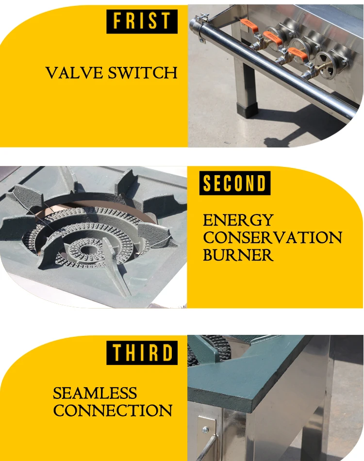 Commercial Camping เตาแก๊สเตา Hob เดี่ยว Gaskocher สแตนเลส Dual-หม้อหุงข้าว Cooktops ประหยัดพลังงานอุปกรณ์ทําอาหาร