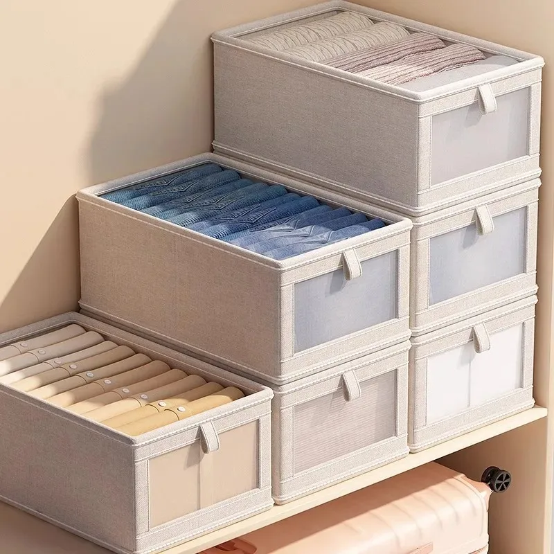 1PC Visible Wardrobe Storage Cabinet Drawer Organizer Box for T-Shirts Jeans Underwear Pants Clear Clothes Storage Solution