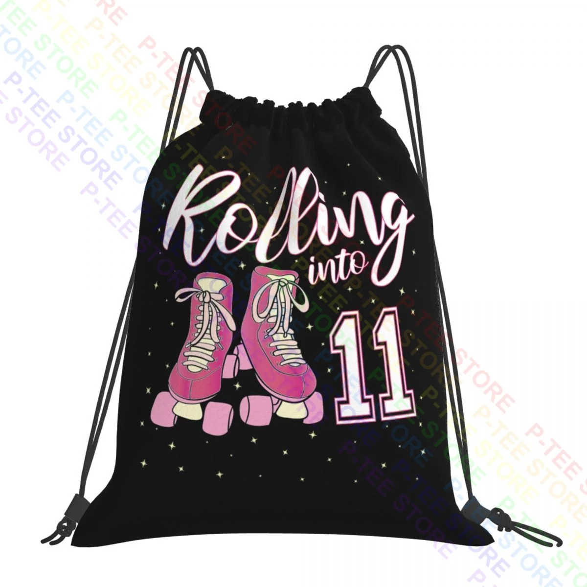 Rolling Into 11 Years Old Girl 11Th Birthday Roller Skate Drawstring Bags Gym Bag Softback Large Capacity