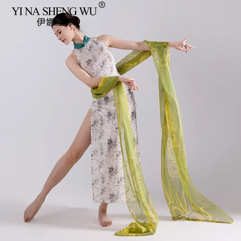 

Classical Dance Sleeveless Cheongsam Dance Chinese Style Performance Long Skirt High Slit Cheongsam Practice Clothes Clothes New