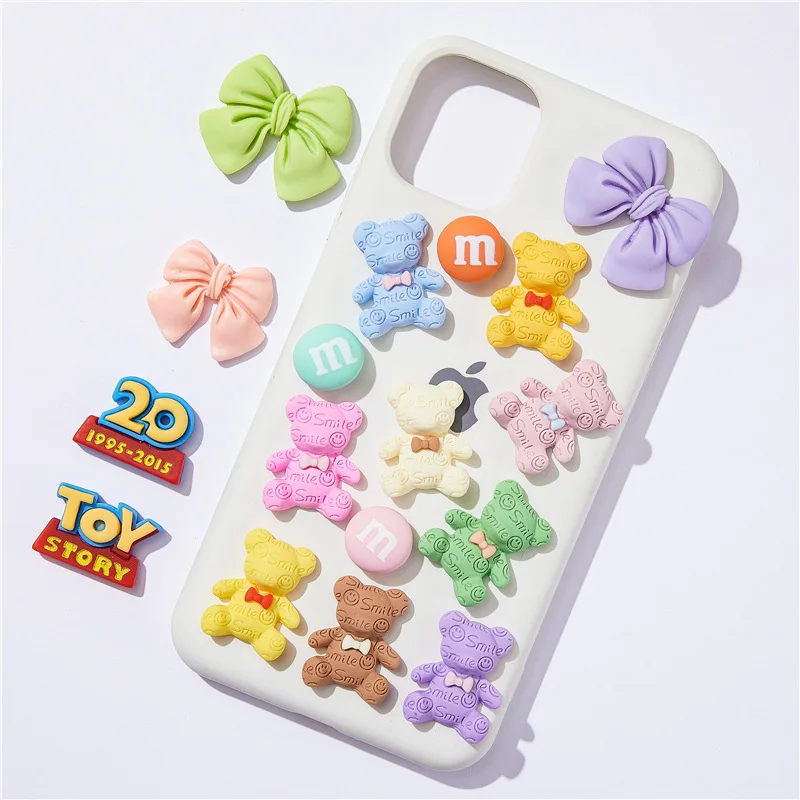 1pcs Creative English Alphabet Cartoon Bear Resin Accessories Diy Mobile Phone Cover Cream Glue Drop Glue Patch Handmade Charms