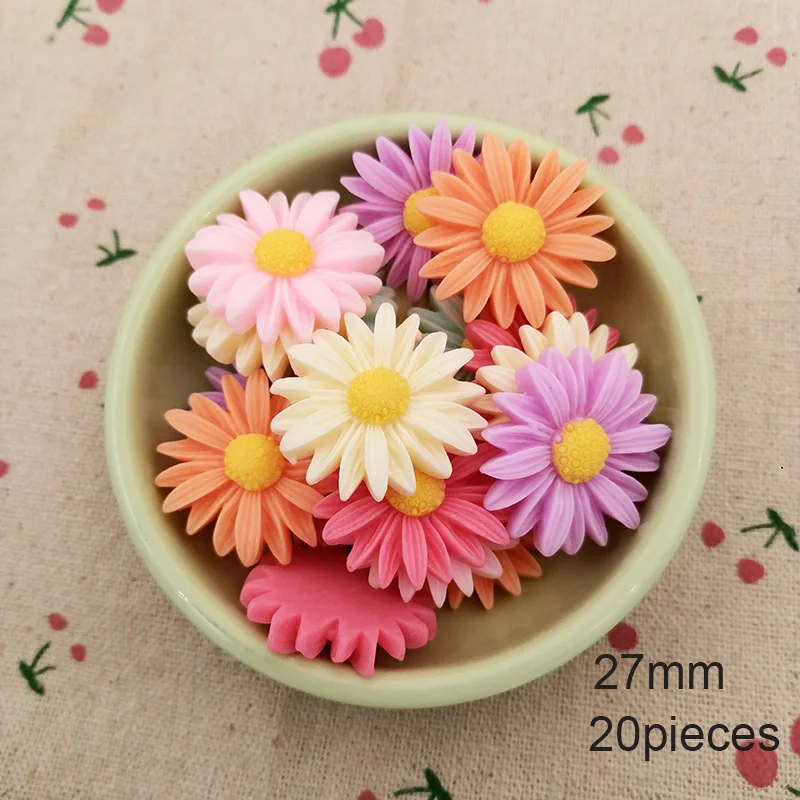 Resin Mix Color Daisy Flower Flat Back Resin Cabochon DIY Craft For Jewelry Hand Making Accessories Phone Case Decoration