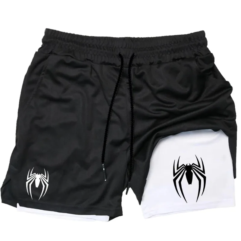 Men Sportswear Double-Deck Running 2-In-1 Beach Bottoms Summer Gym Fitness Moisture-Wicking Training Short Stretchy AthleticPant