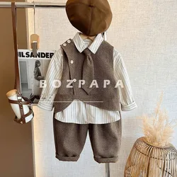 3PCS Children's Clothing Set Spring and Autumn New Style Boys and Girls Baby Stylish Vest Shirt Pants 3-Piece Set