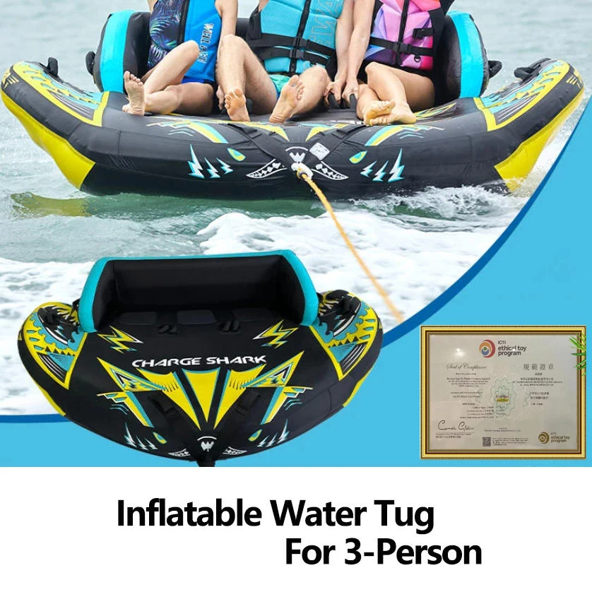 Factory-Direct Triple-Person Water Tug Inflatable Sofa Made of Thickened PVC for Durability Includes Water Raft