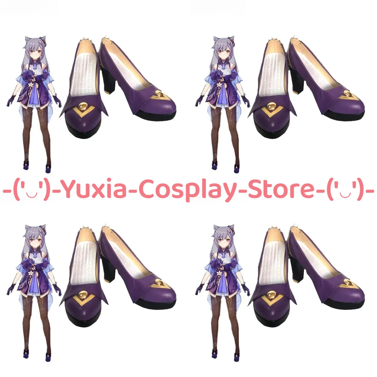 

Yuxiacosplay! Genshin Impact Keqing Cosplay Shoes Anime Game Character Prop PU Leather Boots Halloween Carnival Party Costume