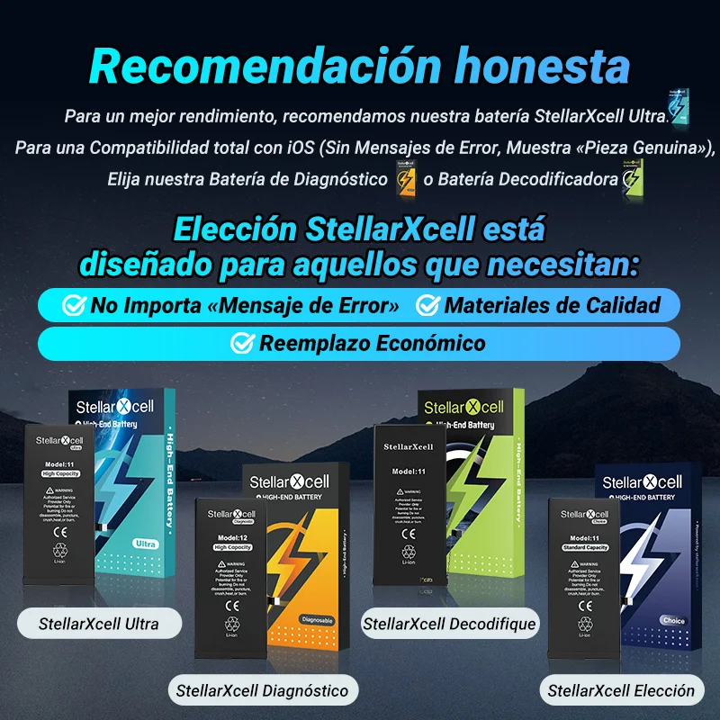 Batería StellarXcell Choice OEM de repuesto para iPhone SE 7 8 X XR XS XSMAX iPhone11 12Pro 13Mini 14Plus 15Promax con herramienta gratis 4