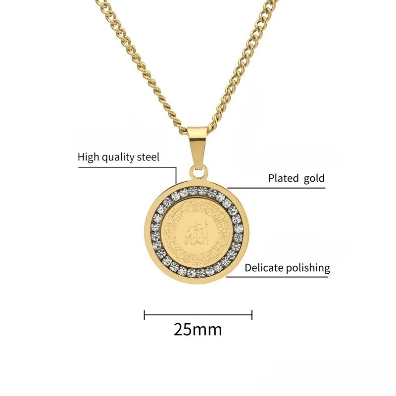 Runde Marke Kristalle Pullover Kette Titan Stahl Männer Frauen Personalisierte Mode Lange Halsketten Schmuck – Detail 1