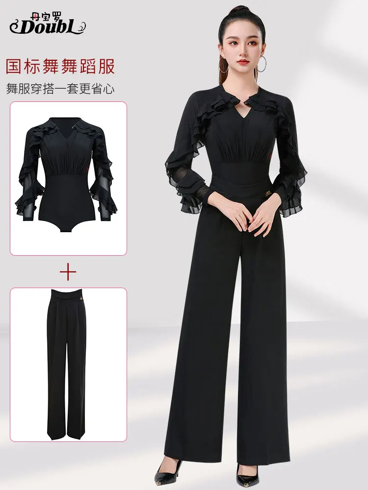 2025 Newest Woman Ballroom Dance Competition Costumes Waltz Standard Pants Set ZY178A-L