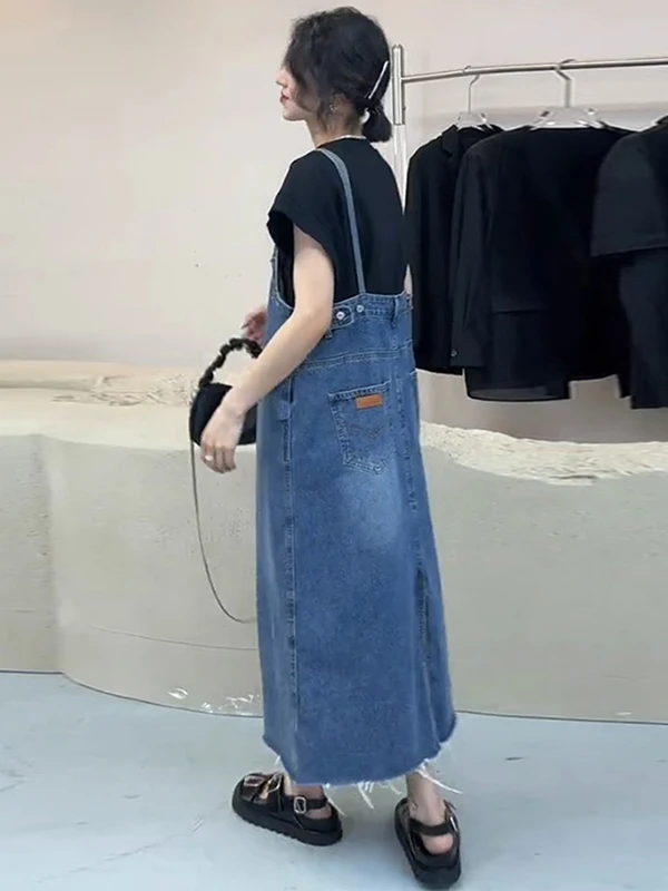 Abnehmen Effektiv Midi Länge Denim Overalls frauen Frühling Herbst Neue Sle Hohe Taille A-Line Dr Koreanische Sle