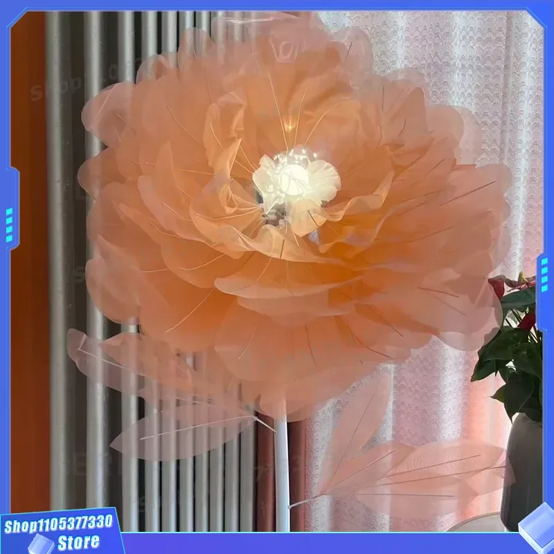 Realistic Peony Flower Lamp Auto Open Close Petal Light for Bedroom Living Room Wedding Decor Simulation Blossom Night Light