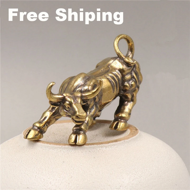 Brass Bull Wall Street Cattle Sculpture Copper Cow Statue Mascot Exquisite Crafts Ornament Office Decoration Business Gift