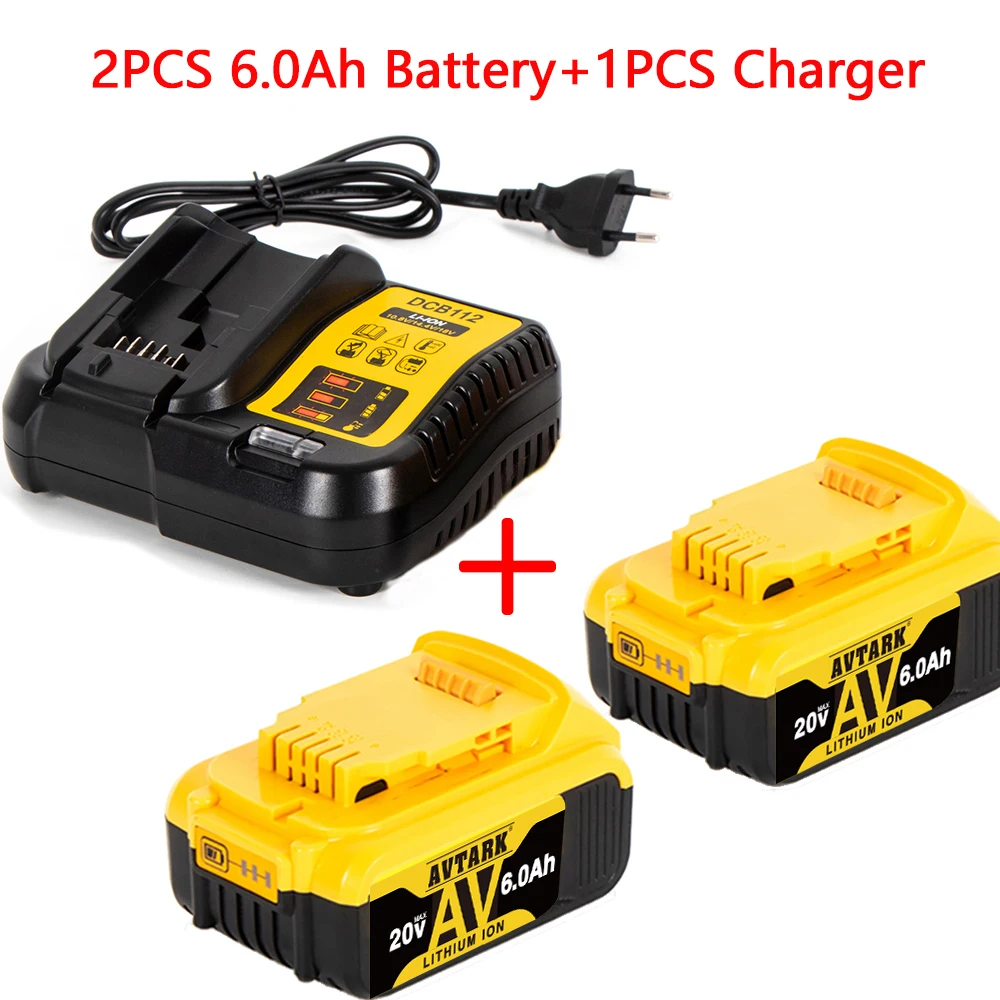 

For Dewalt DCB200 20V 6.0Ah/8.0Ah/12.0Ah Replacement Battery Compatible with For Dewalt 18V/20V Tools Battery+battery charger