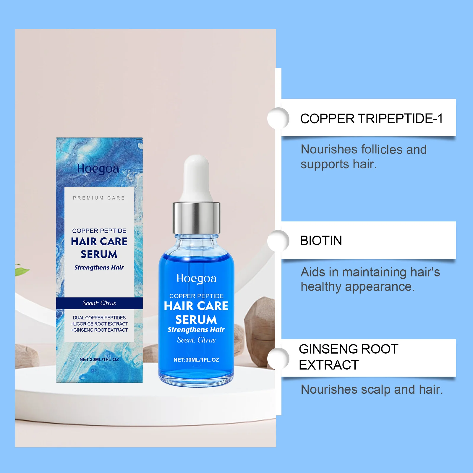 Copper Peptide Hair Nourishing Essence Moisturize Nourish Scalp Improve Damage Dry Restore Luster Smooth Hairs Nutrition Serum