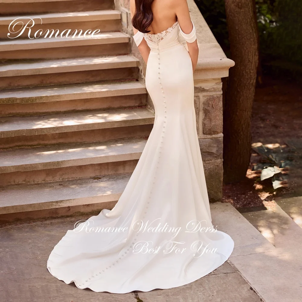 Elegante plissado fora do ombro flores sereia vestido de casamento fenda aberta volta sem alças vestido de noiva vestidos de novia personalizado