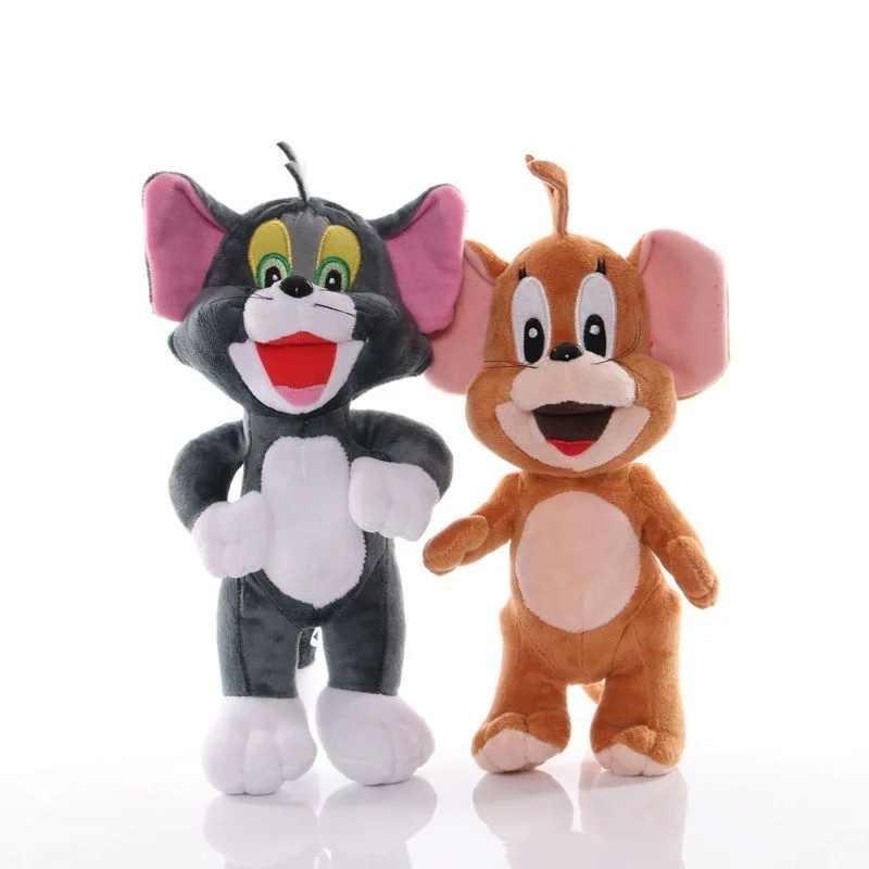 2PCS Set Tom Cat Plush Toy Jerry Mouse Kawaii Soft Stuffed Dolls Cartoon Animal Cats Brinquedos Peluche For Kids Holiday Gifts