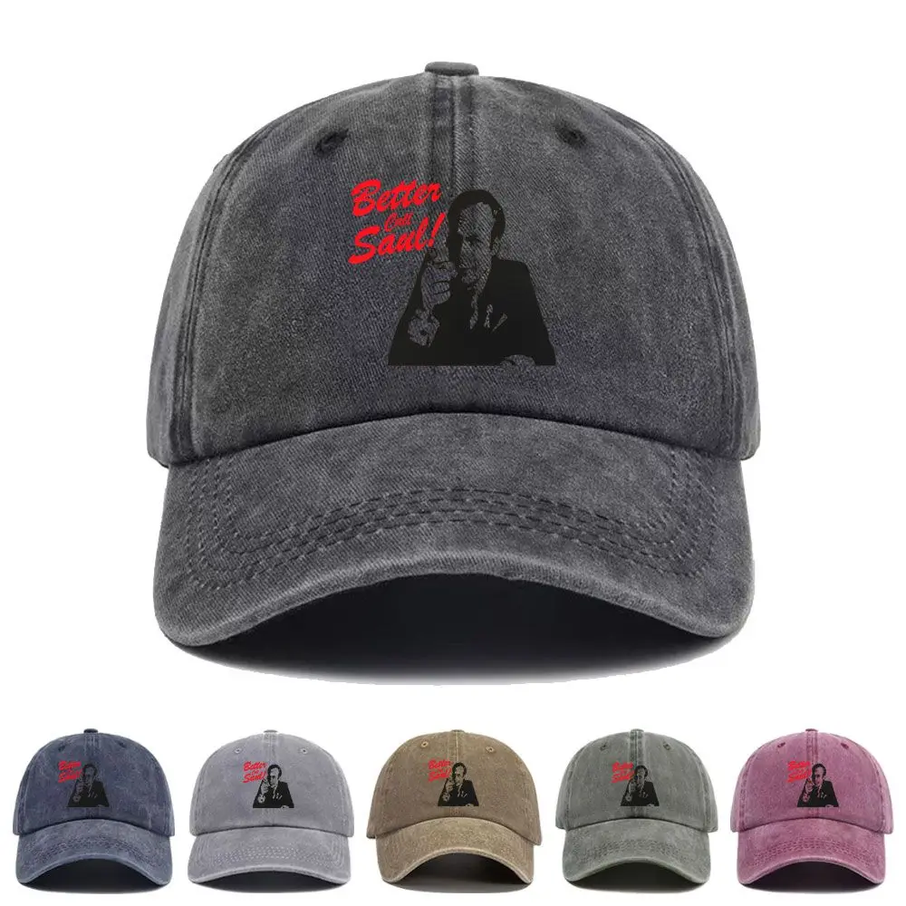 Vintage Washed Baseball Cap Better Call Saul Print Graphic Unisex Streetwear Casual Trucker Style Summer Cotton Sun Hat